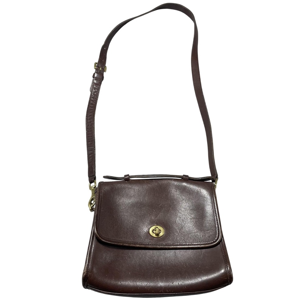 Vintage COACH COURT Brown Leather Crossbody Satchel Bag Handbag Purse‎ 9870 USA